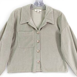 Madewell Sage Green Corduroy Button Front Jacket Women’s Small Cropped Shacket